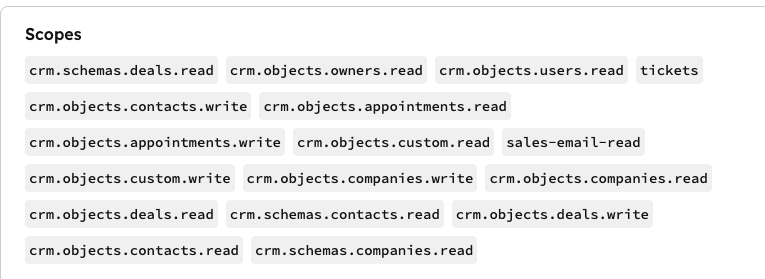 Step 6b: Select the required scopes